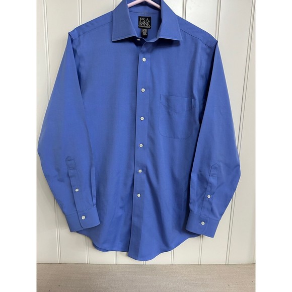 JOS A BANK Blue Travelers Collection Shirt‎ Mens, Sz 14 1/2 - 32, Long Sleeve - Picture 1 of 4